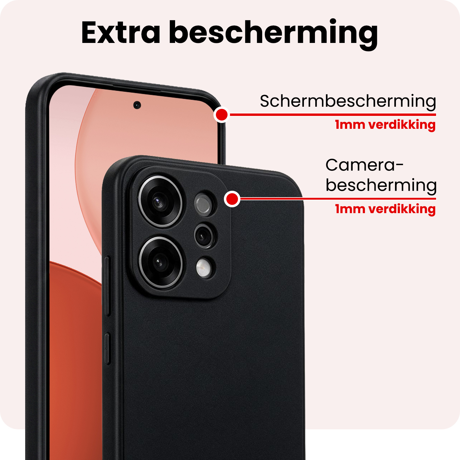 NoXx NoXx OPPO Reno14 Hoesje Siliconen Met Screenprotector - Zwart