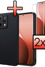 NoXx NoXx OPPO Reno14 Hoesje Siliconen Met 2x Screenprotector - Zwart