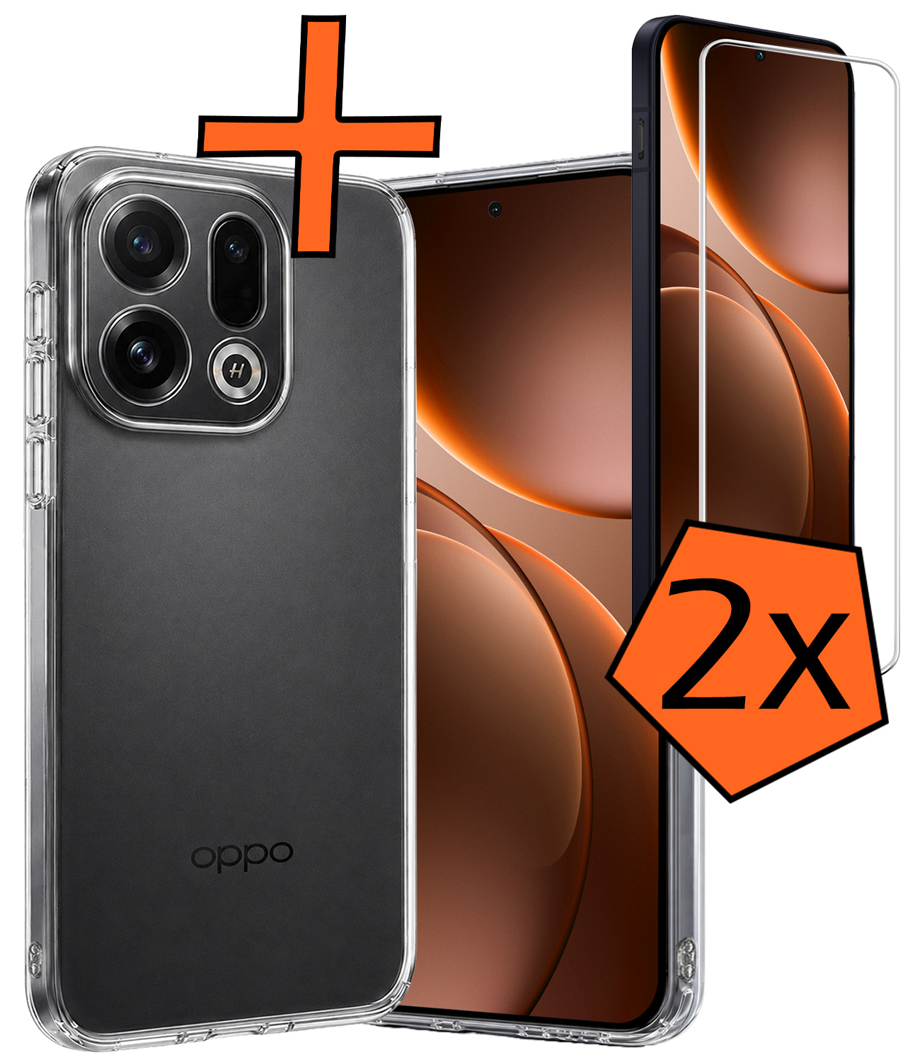 Nomfy Nomfy OPPO Find X9 Hoesje Siliconen Met 2x Screenprotector - Transparant