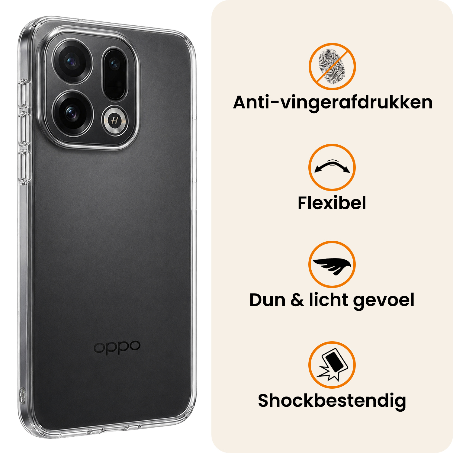 Nomfy Nomfy OPPO Find X9 Hoesje Siliconen Met 2x Screenprotector - Transparant