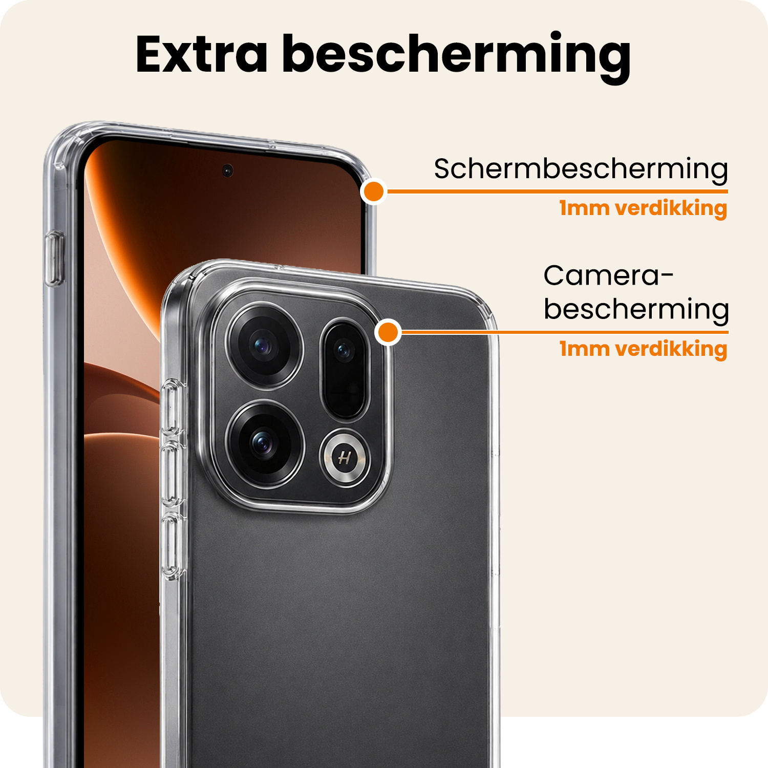 Nomfy Nomfy OPPO Find X9 Hoesje Siliconen Met 2x Screenprotector - Transparant