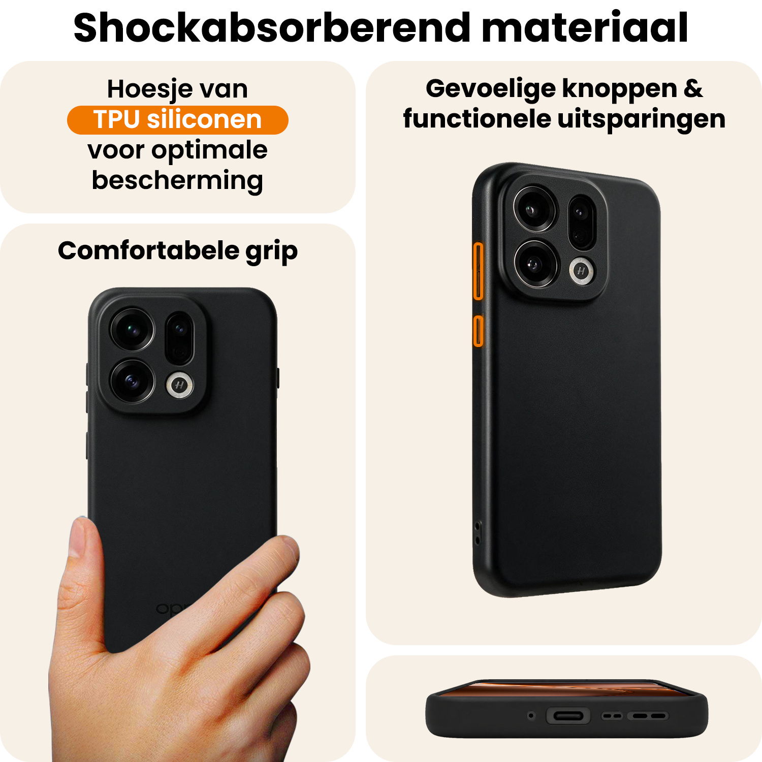 Nomfy Nomfy OPPO Find X9 Hoesje Siliconen Met Screenprotector - Zwart