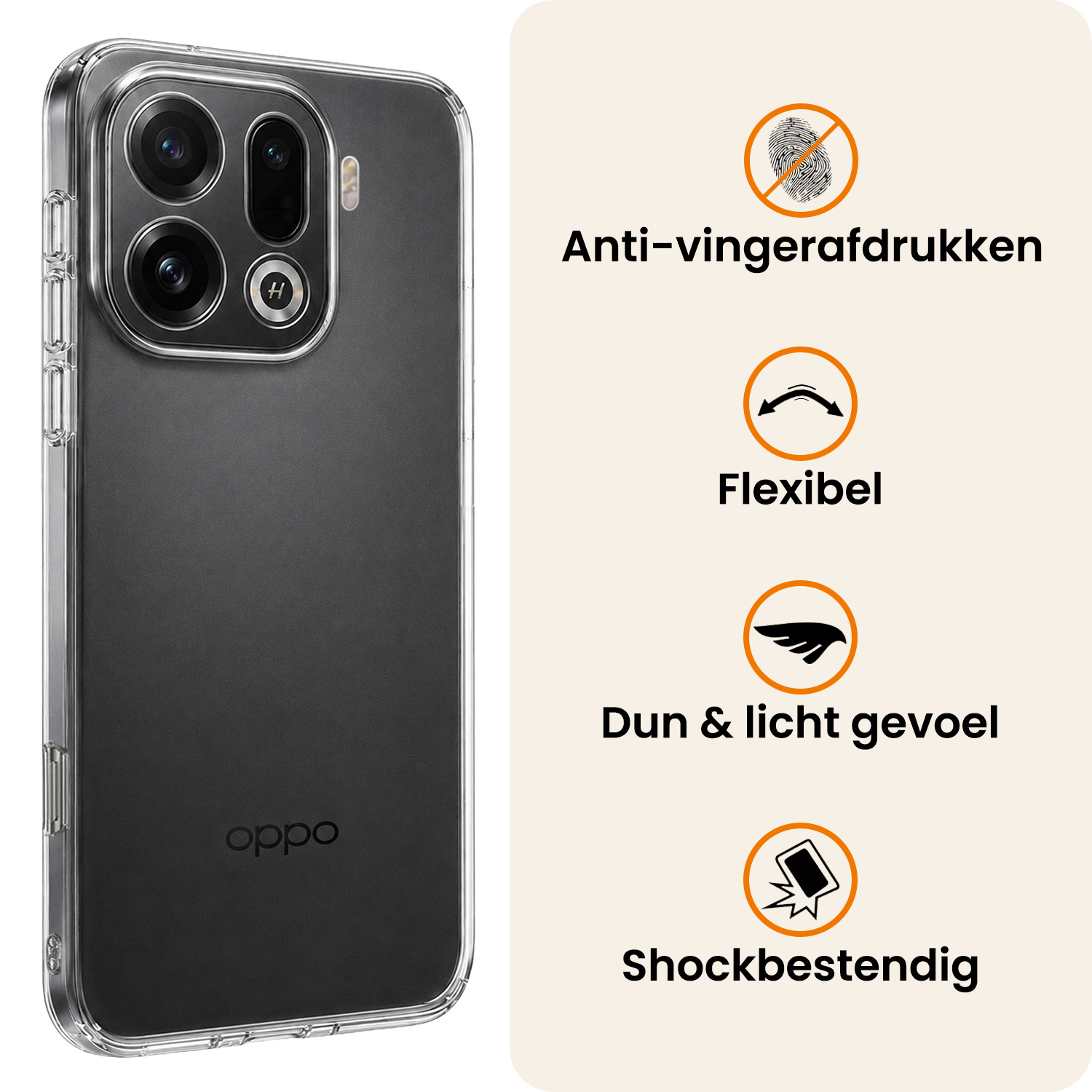 Nomfy Nomfy OPPO Find X9 Pro Hoesje Siliconen Met Screenprotector - Transparant