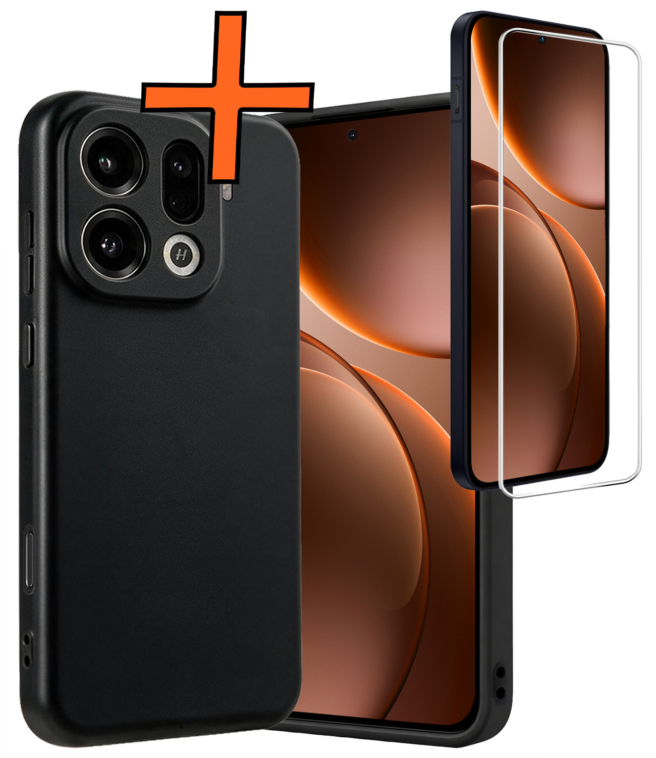 Nomfy Nomfy OPPO Find X9 Pro Hoesje Siliconen Met Screenprotector - Zwart