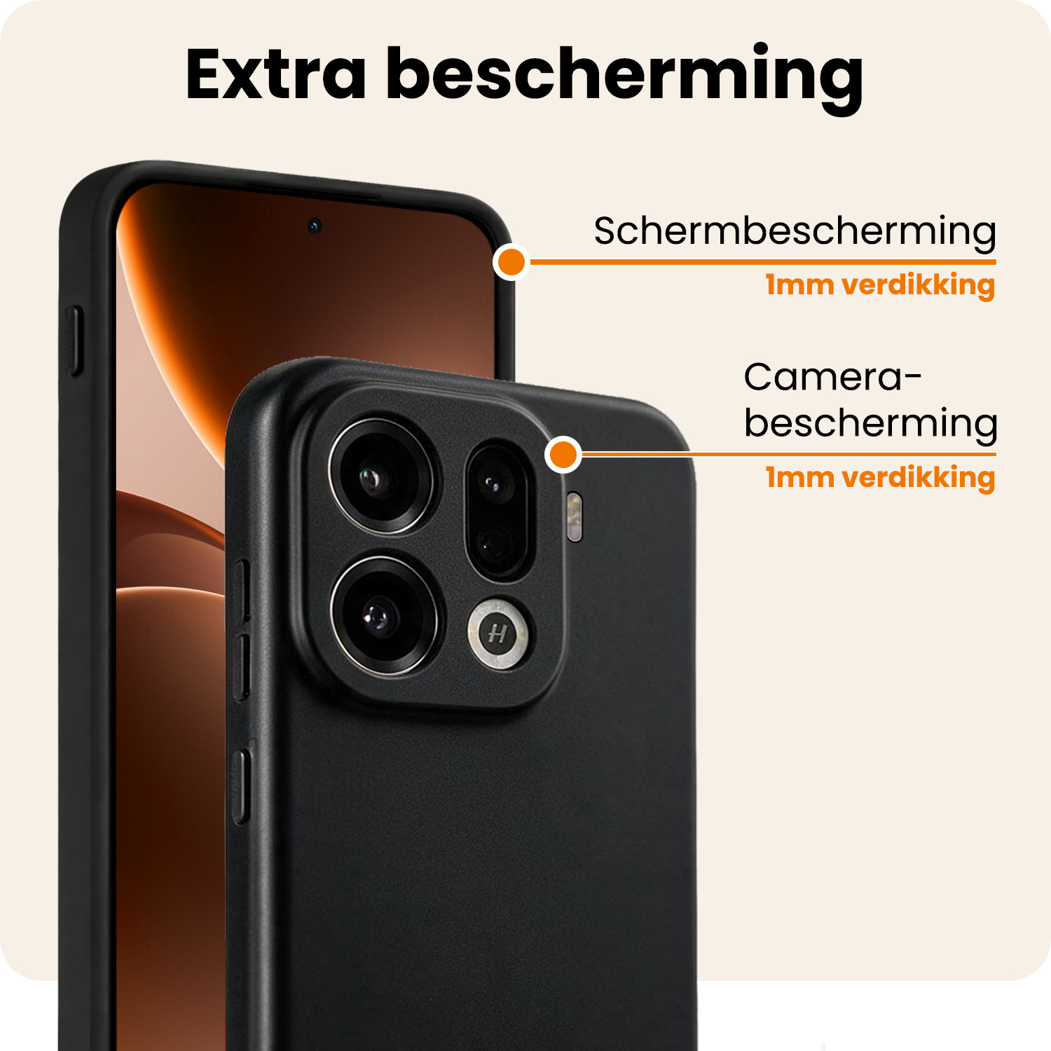 Nomfy Nomfy OPPO Find X9 Pro Hoesje Siliconen Met Screenprotector - Zwart