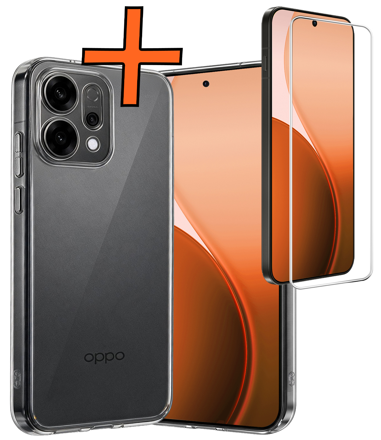 Nomfy Nomfy OPPO Reno14 Hoesje Siliconen Met Screenprotector - Transparant