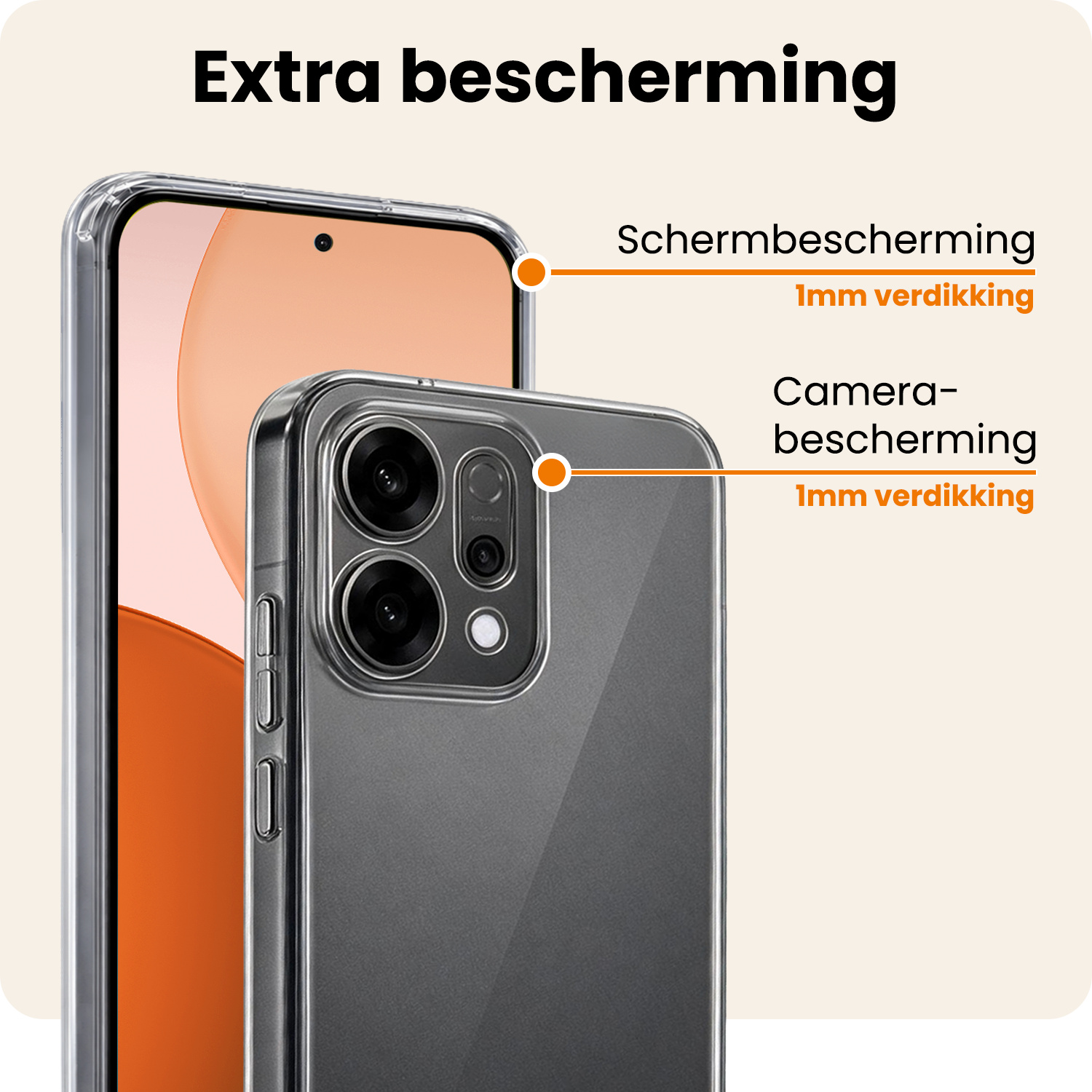 Nomfy Nomfy OPPO Reno14 Hoesje Siliconen Met 2x Screenprotector - Transparant