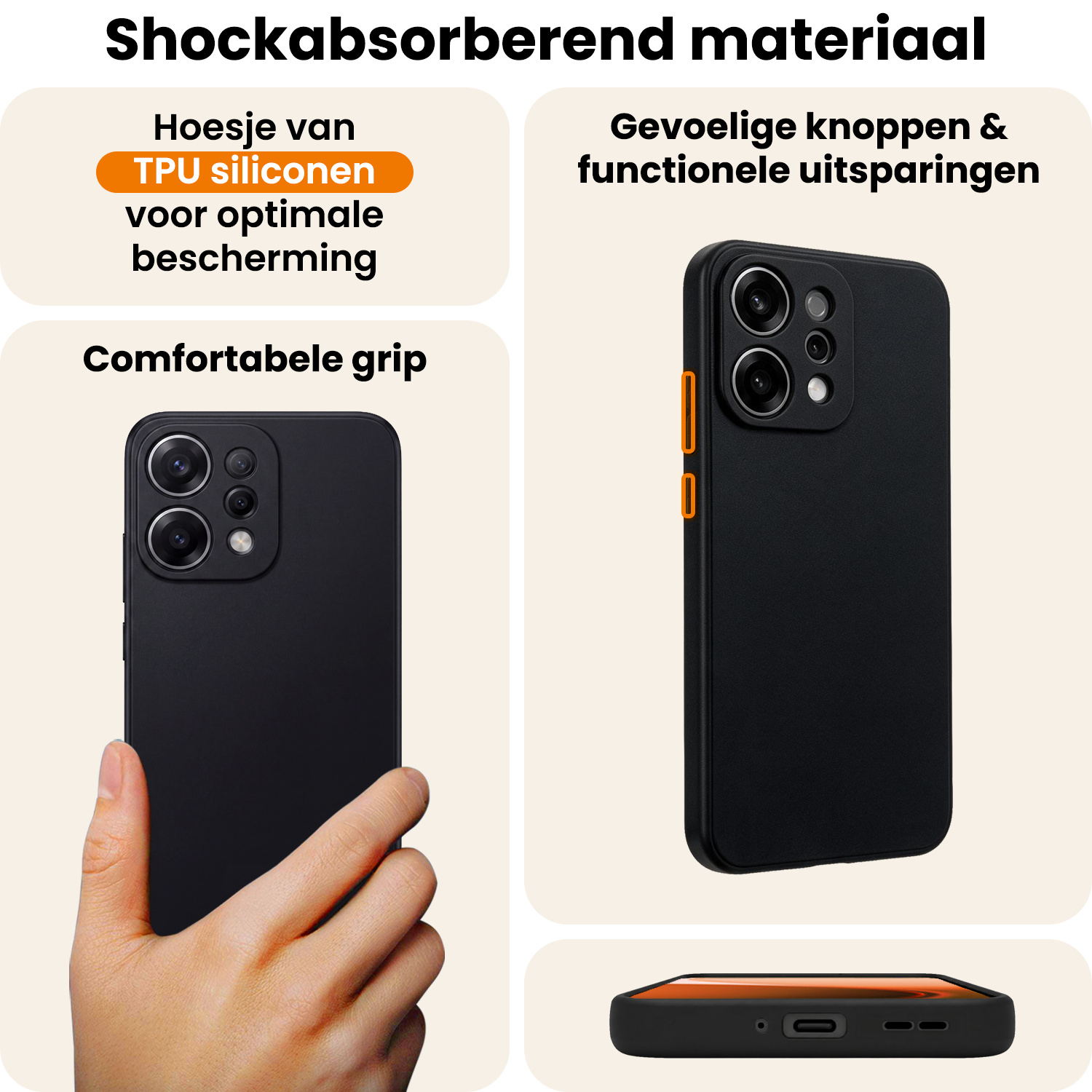 Nomfy Nomfy OPPO Reno14 Hoesje Siliconen - Zwart