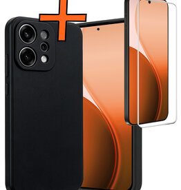 Nomfy Nomfy OPPO Reno14 Hoesje Siliconen Met Screenprotector - Zwart