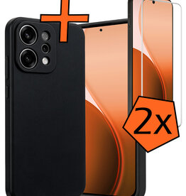 Nomfy Nomfy OPPO Reno14 Hoesje Siliconen Met 2x Screenprotector - Zwart