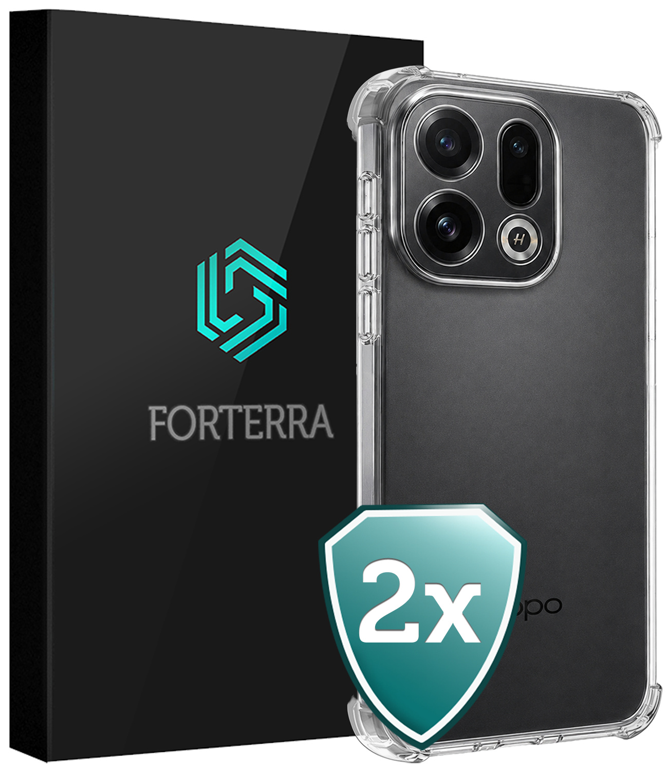 Forterra Forterra OPPO Find X9 Hoesje Shockproof - Transparant - 2 PACK