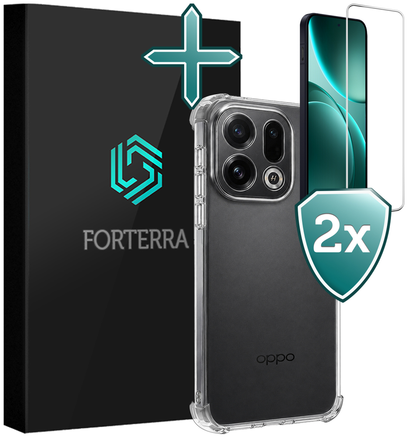 Forterra Forterra OPPO Find X9 Hoesje Shockproof Met 2x Screenprotector