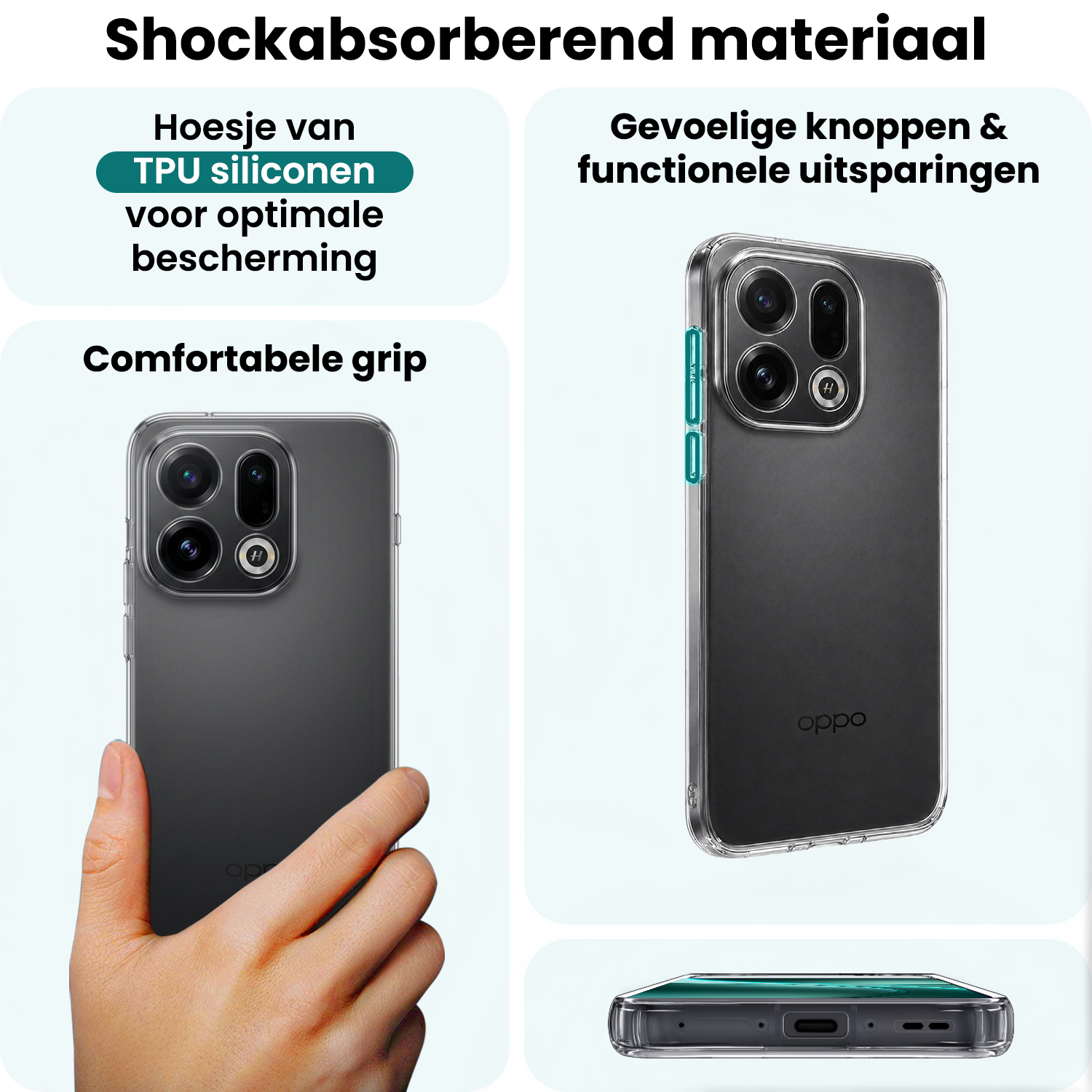 Forterra Forterra OPPO Find X9 Hoesje Siliconen - Transparant - 2 PACK