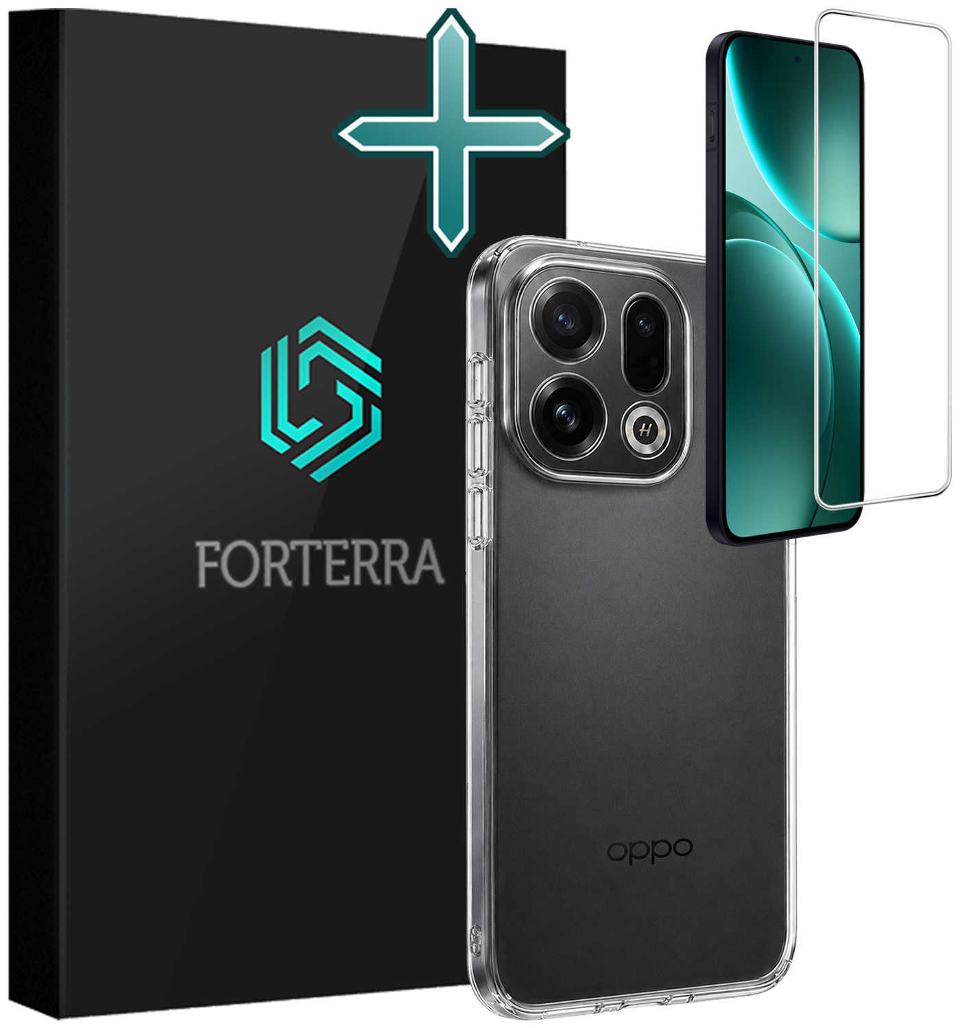 Forterra Forterra OPPO Find X9 Hoesje Siliconen Met Screenprotector - Transparant