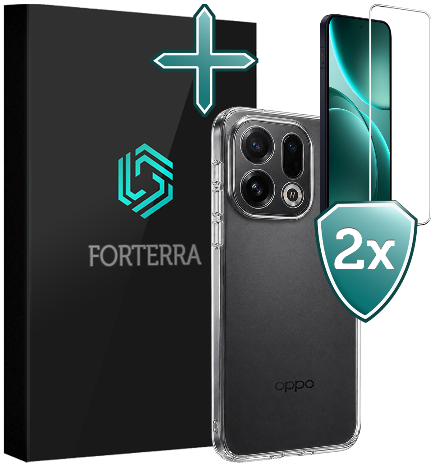 Forterra Forterra OPPO Find X9 Hoesje Siliconen Met 2x Screenprotector - Transparant