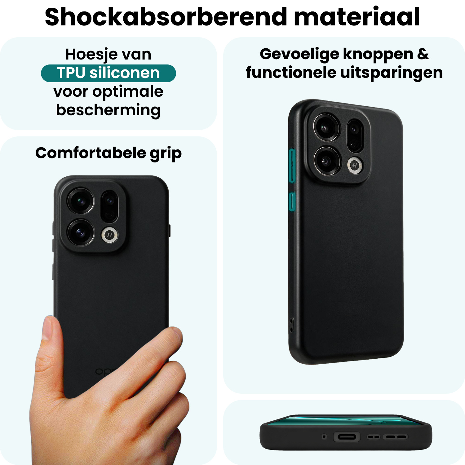 Forterra Forterra OPPO Find X9 Hoesje Siliconen Met 2x Screenprotector - Zwart