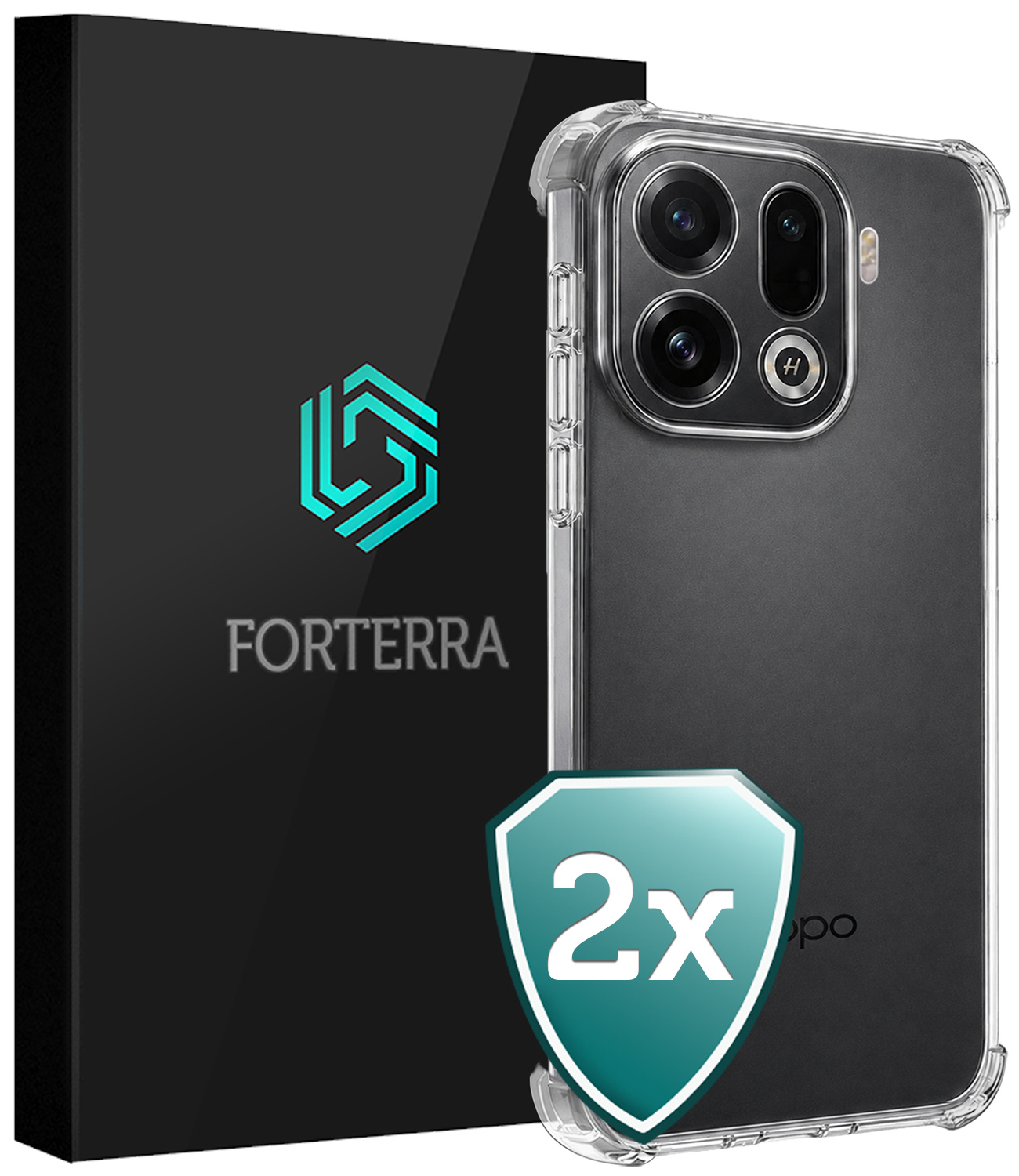 Forterra Forterra OPPO Find X9 Pro Hoesje Shockproof - Transparant - 2 PACK