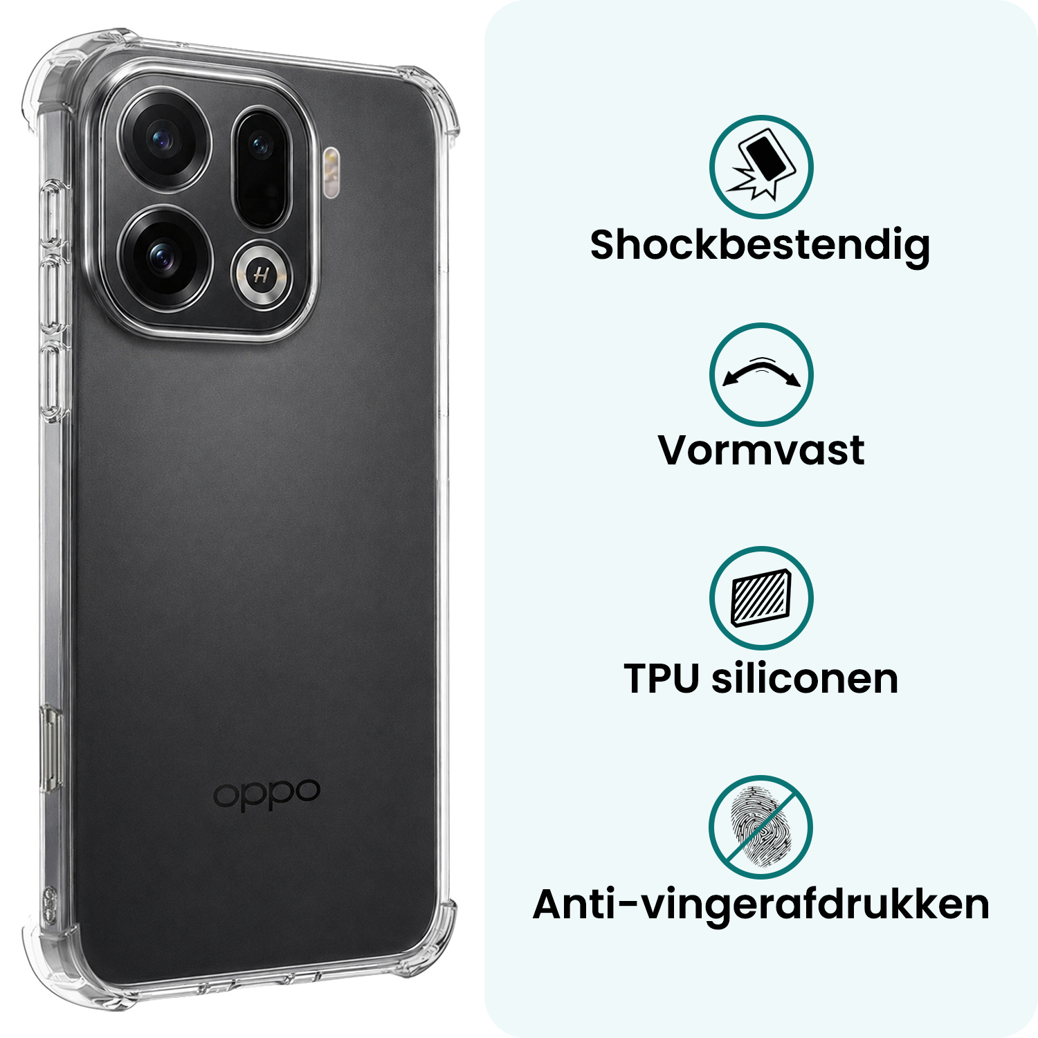 Forterra Forterra OPPO Find X9 Pro Hoesje Shockproof - Transparant - 2 PACK