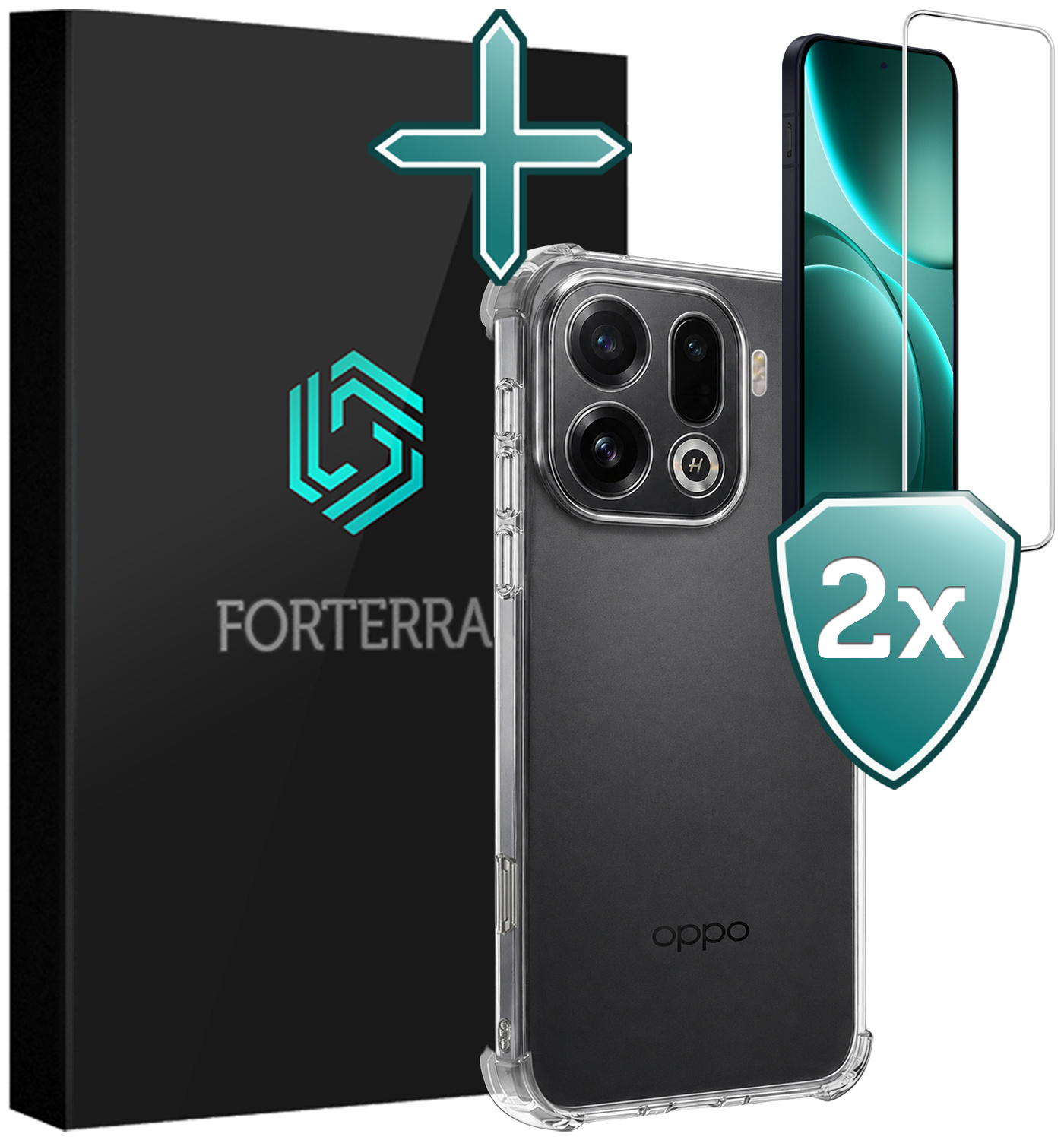 Forterra Forterra OPPO Find X9 Pro Hoesje Shockproof Met 2x Screenprotector
