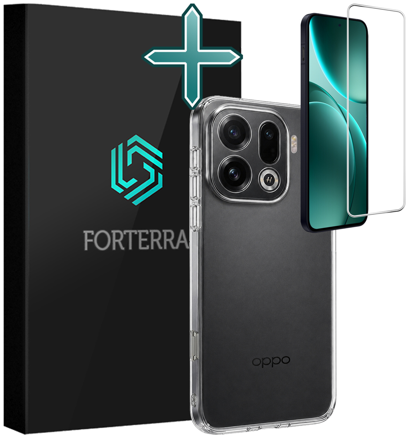 Forterra Forterra OPPO Find X9 Pro Hoesje Siliconen Met Screenprotector - Transparant