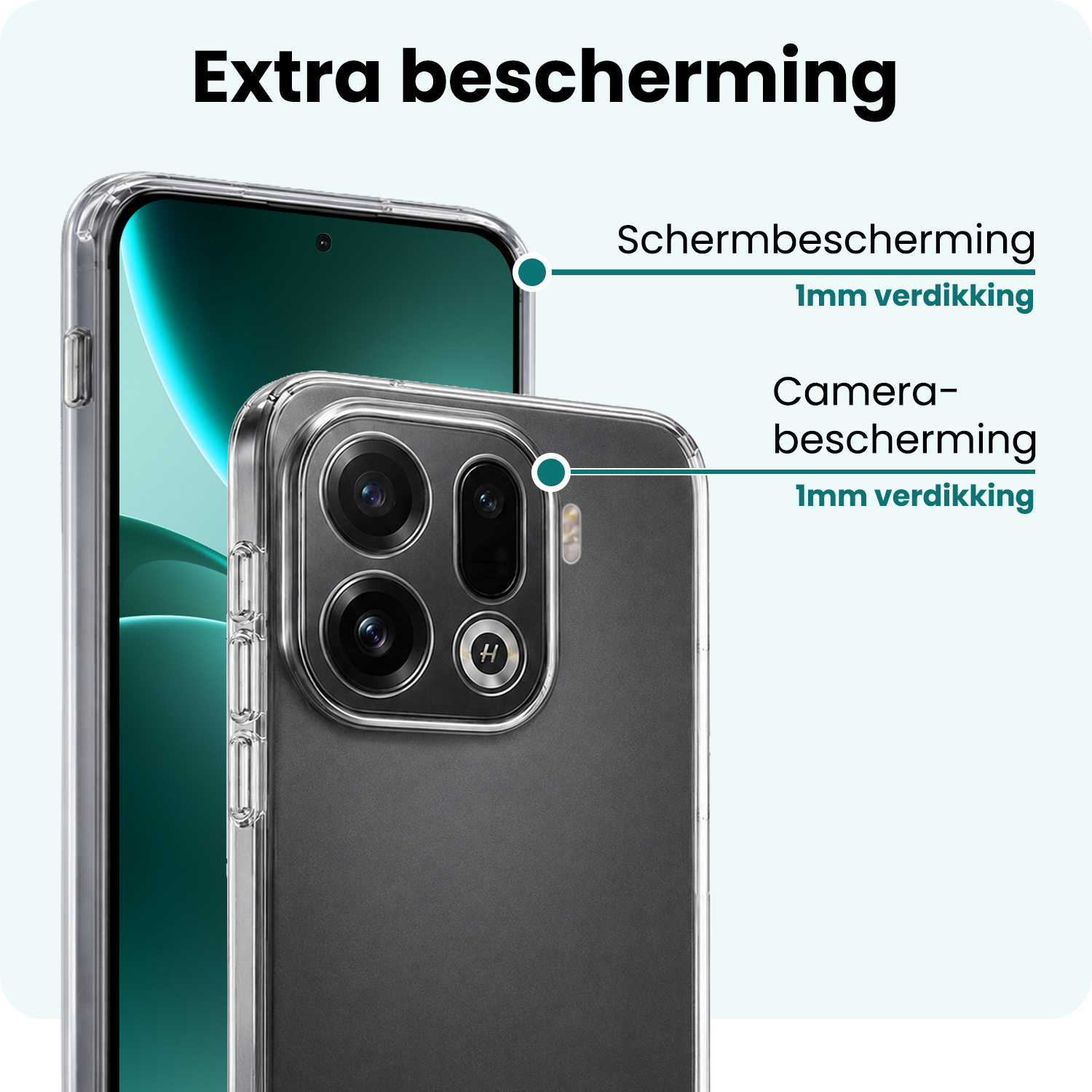 Forterra Forterra OPPO Find X9 Pro Hoesje Siliconen Met Screenprotector - Transparant
