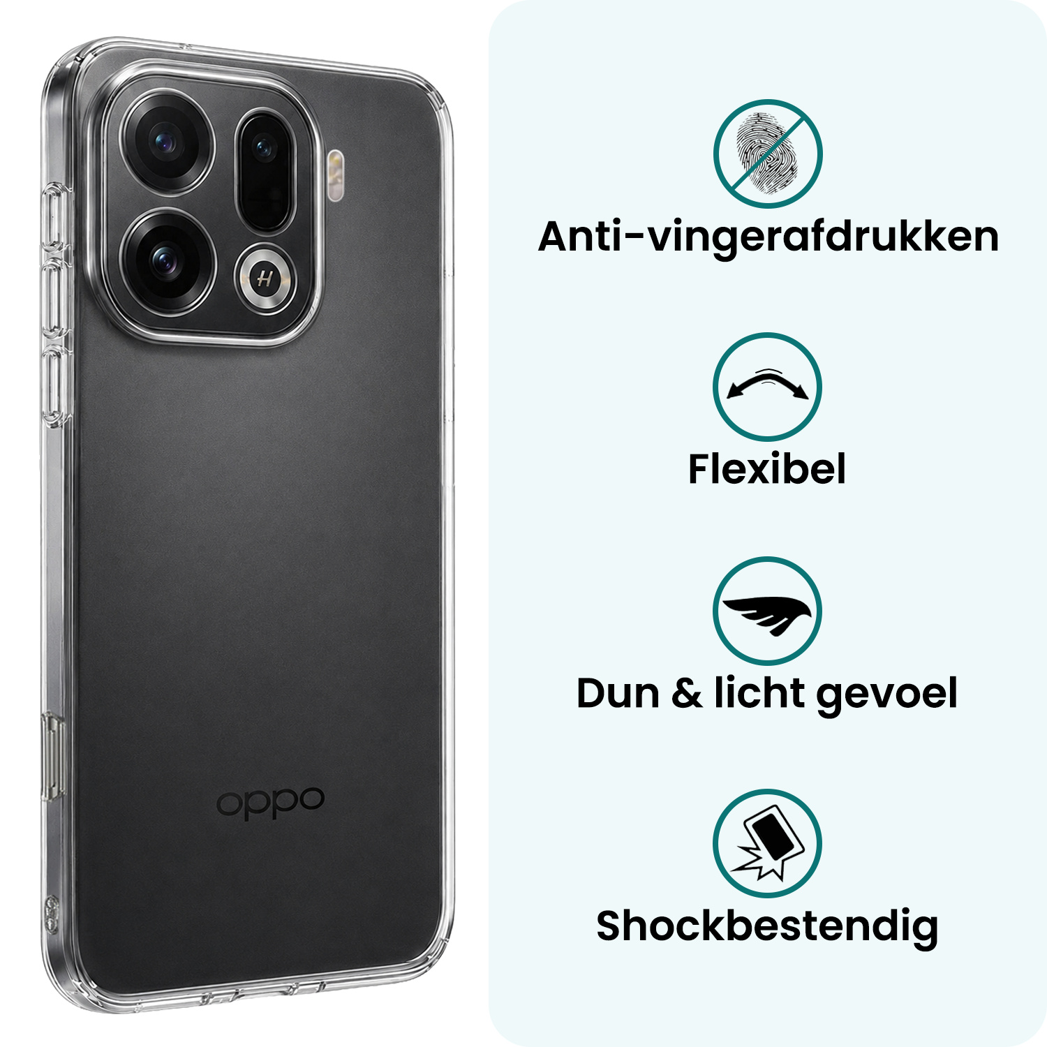 Forterra Forterra OPPO Find X9 Pro Hoesje Siliconen Met 2x Screenprotector - Transparant