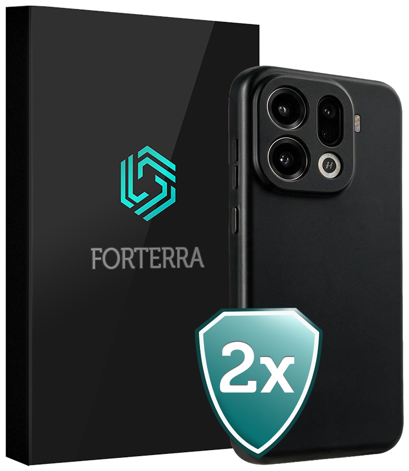 Forterra Forterra OPPO Find X9 Pro Hoesje Siliconen - Zwart - 2 PACK