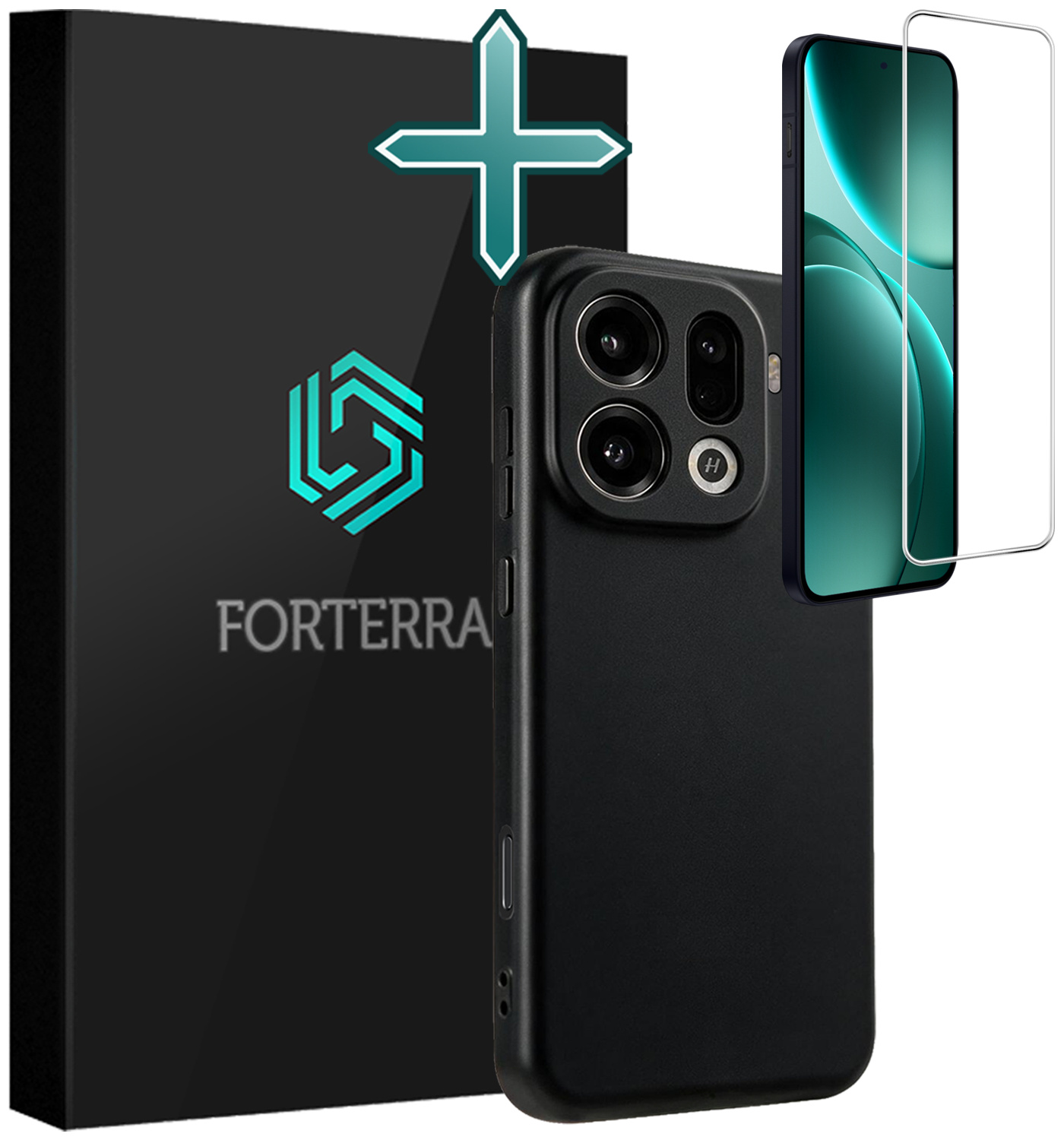 Forterra Forterra OPPO Find X9 Pro Hoesje Siliconen Met Screenprotector - Zwart