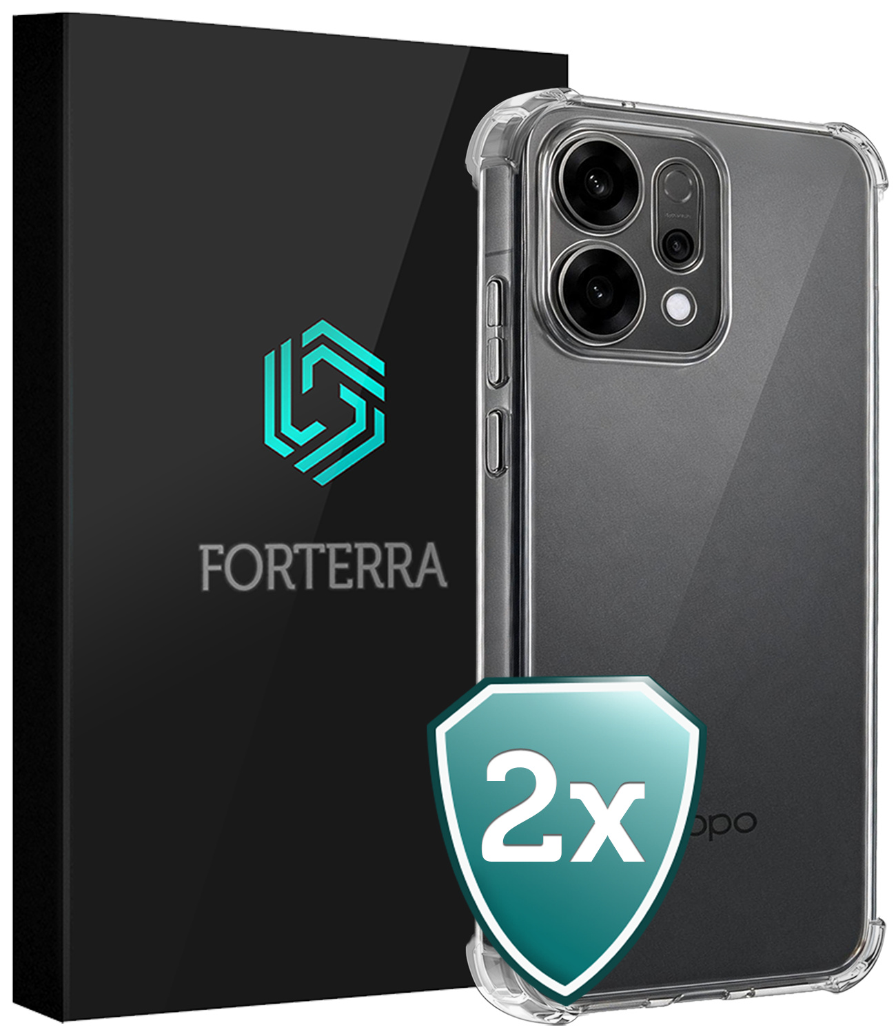 Forterra Forterra OPPO Reno14 Hoesje Shockproof - Transparant - 2 PACK