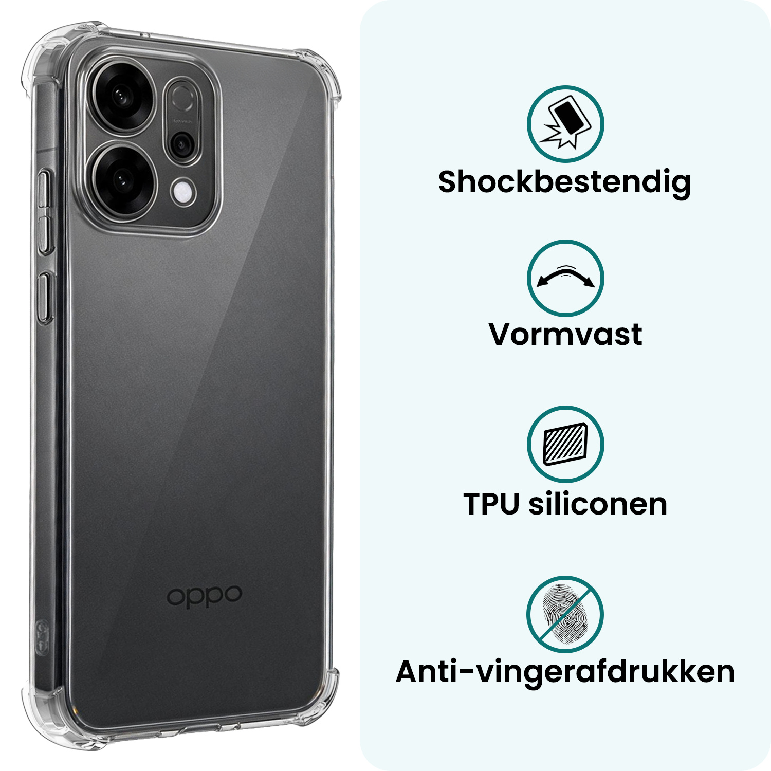Forterra Forterra OPPO Reno14 Hoesje Shockproof - Transparant - 2 PACK