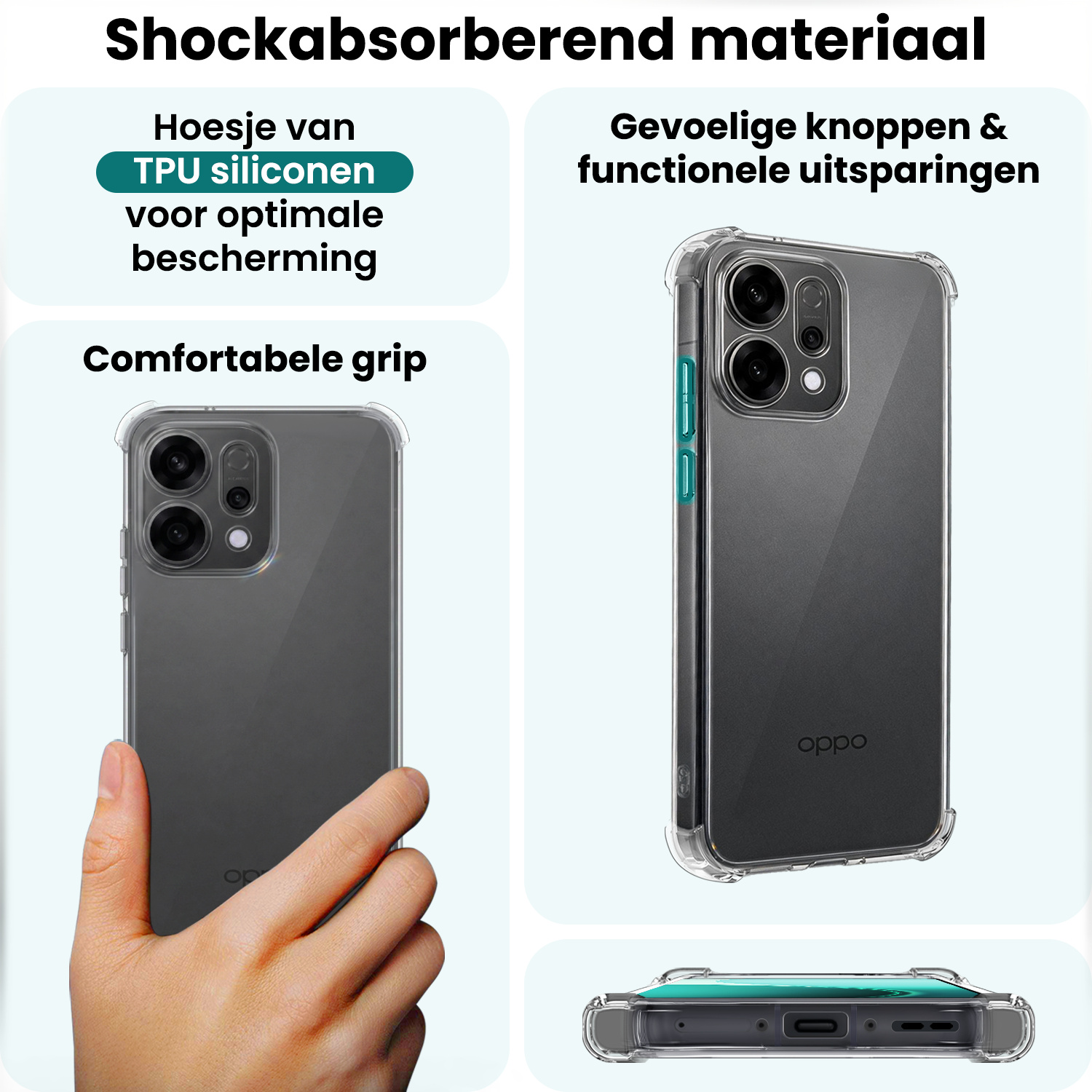Forterra Forterra OPPO Reno14 Hoesje Shockproof - Transparant - 2 PACK