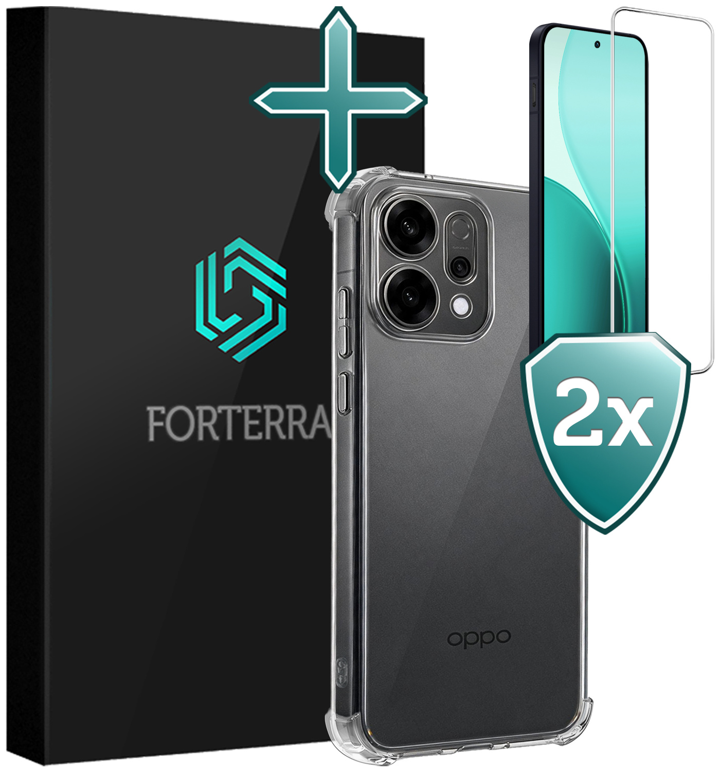 Forterra Forterra OPPO Reno14 Hoesje Shockproof Met 2x Screenprotector