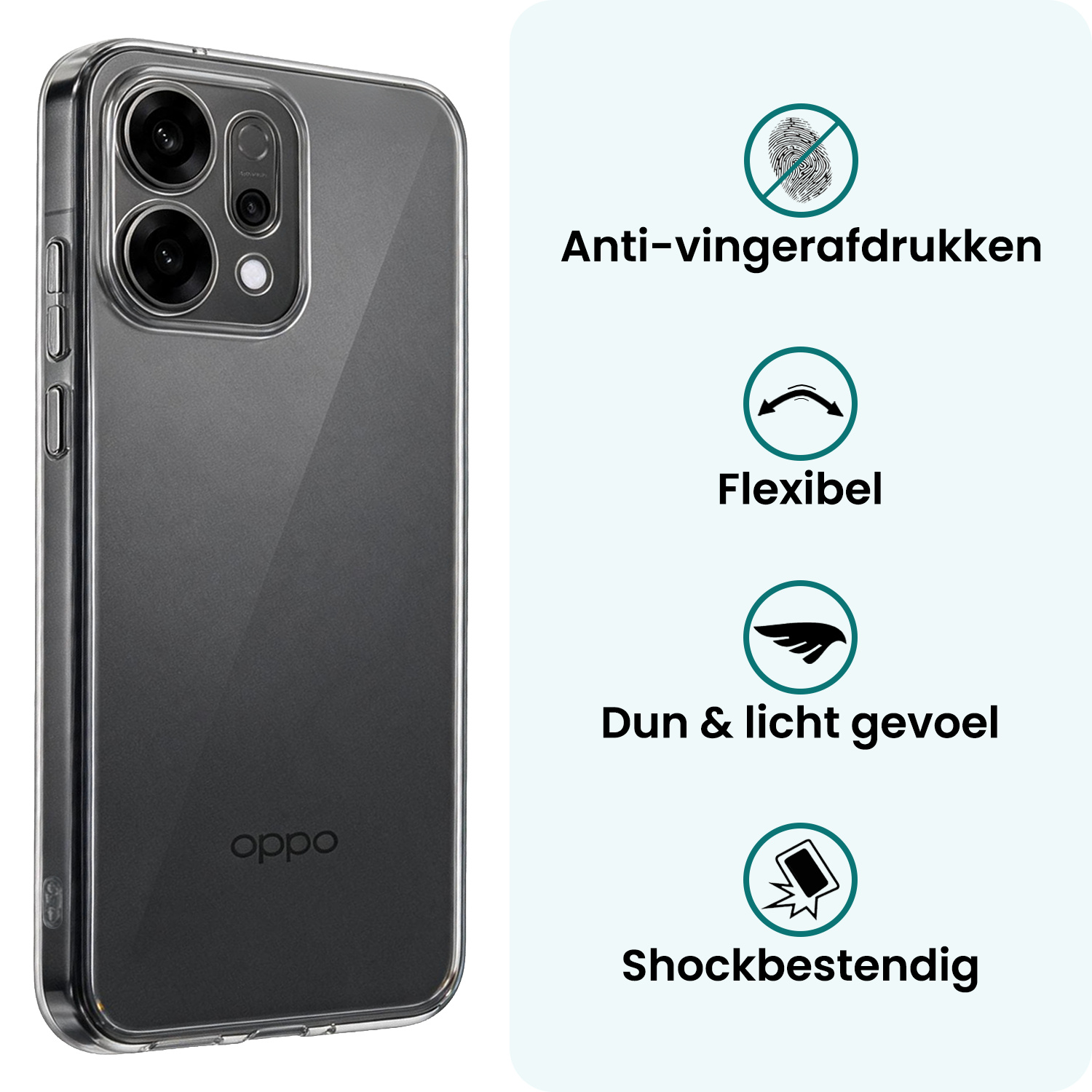 Forterra Forterra OPPO Reno14 Hoesje Siliconen - Transparant