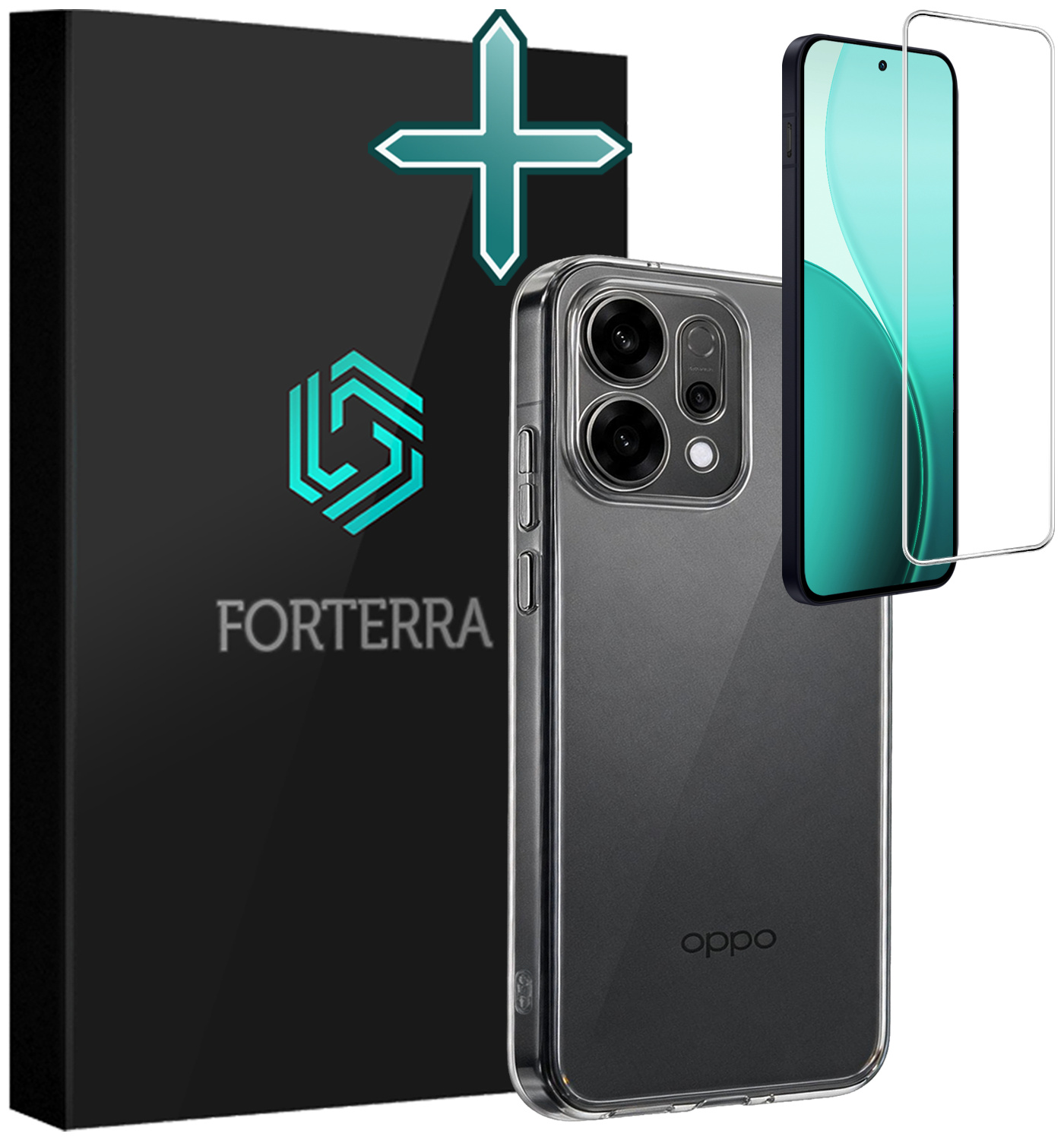 Forterra Forterra OPPO Reno14 Hoesje Siliconen Met Screenprotector - Transparant