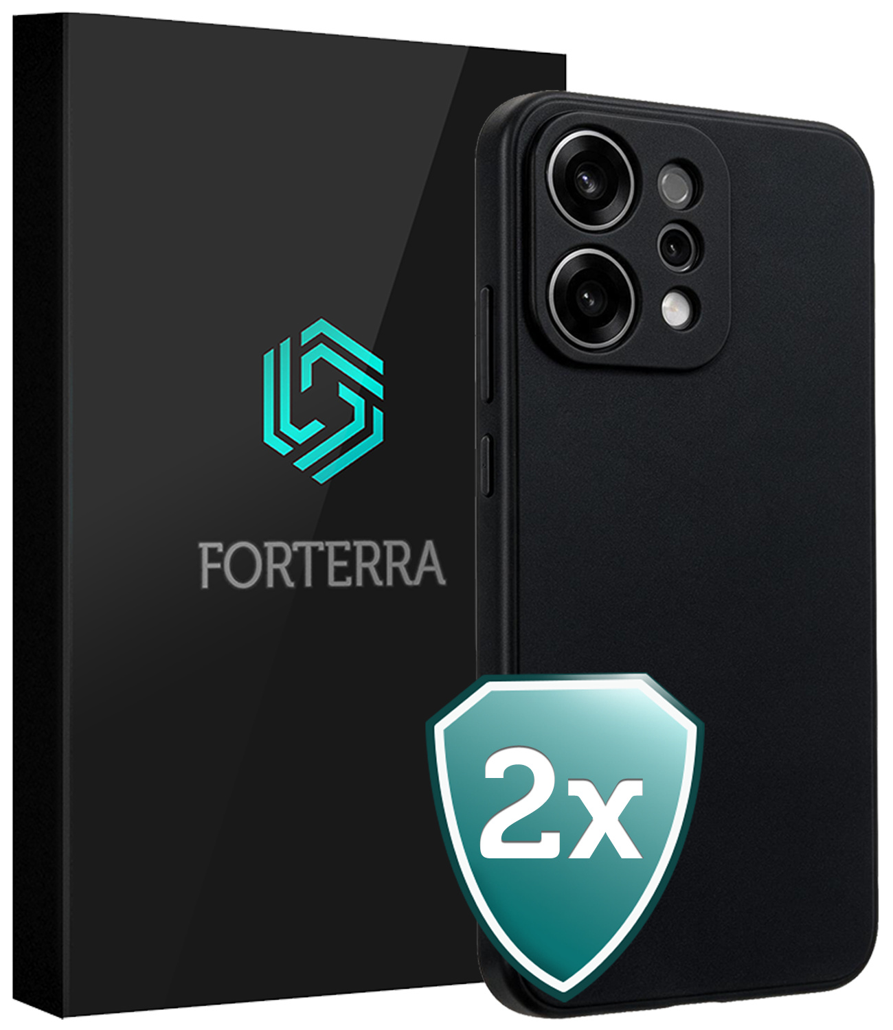 Forterra Forterra OPPO Reno14 Hoesje Siliconen - Zwart - 2 PACK