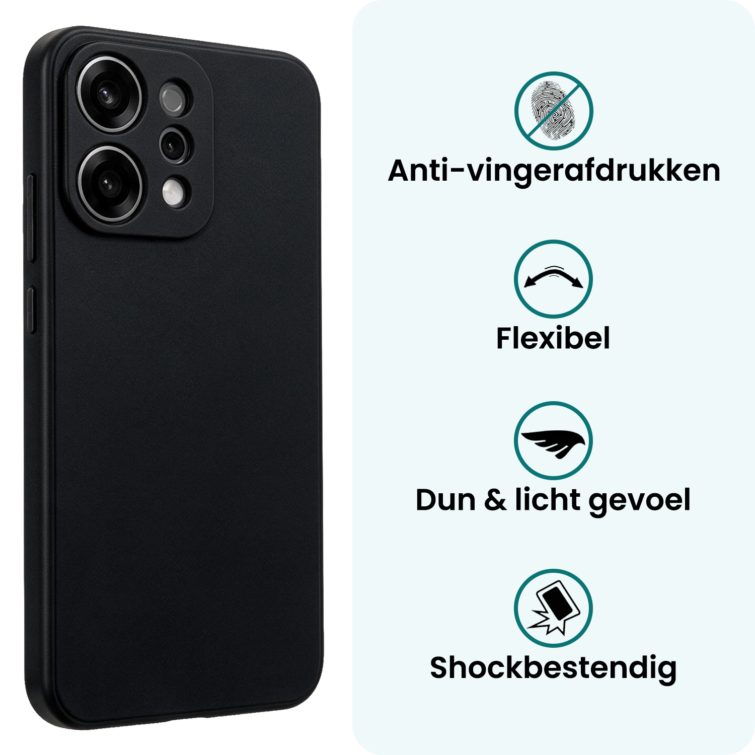 Forterra Forterra OPPO Reno14 Hoesje Siliconen Met Screenprotector - Zwart