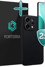 Forterra Forterra OPPO Reno14 Hoesje Siliconen Met 2x Screenprotector - Zwart