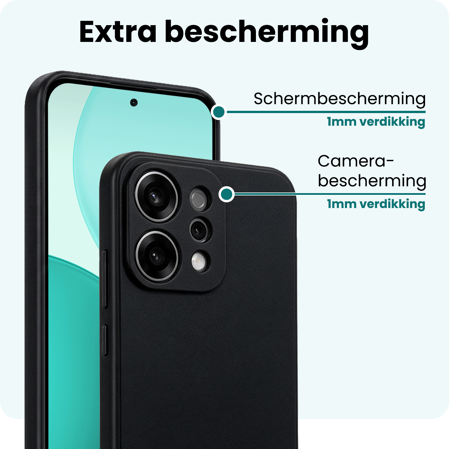Forterra Forterra OPPO Reno14 Hoesje Siliconen Met 2x Screenprotector - Zwart