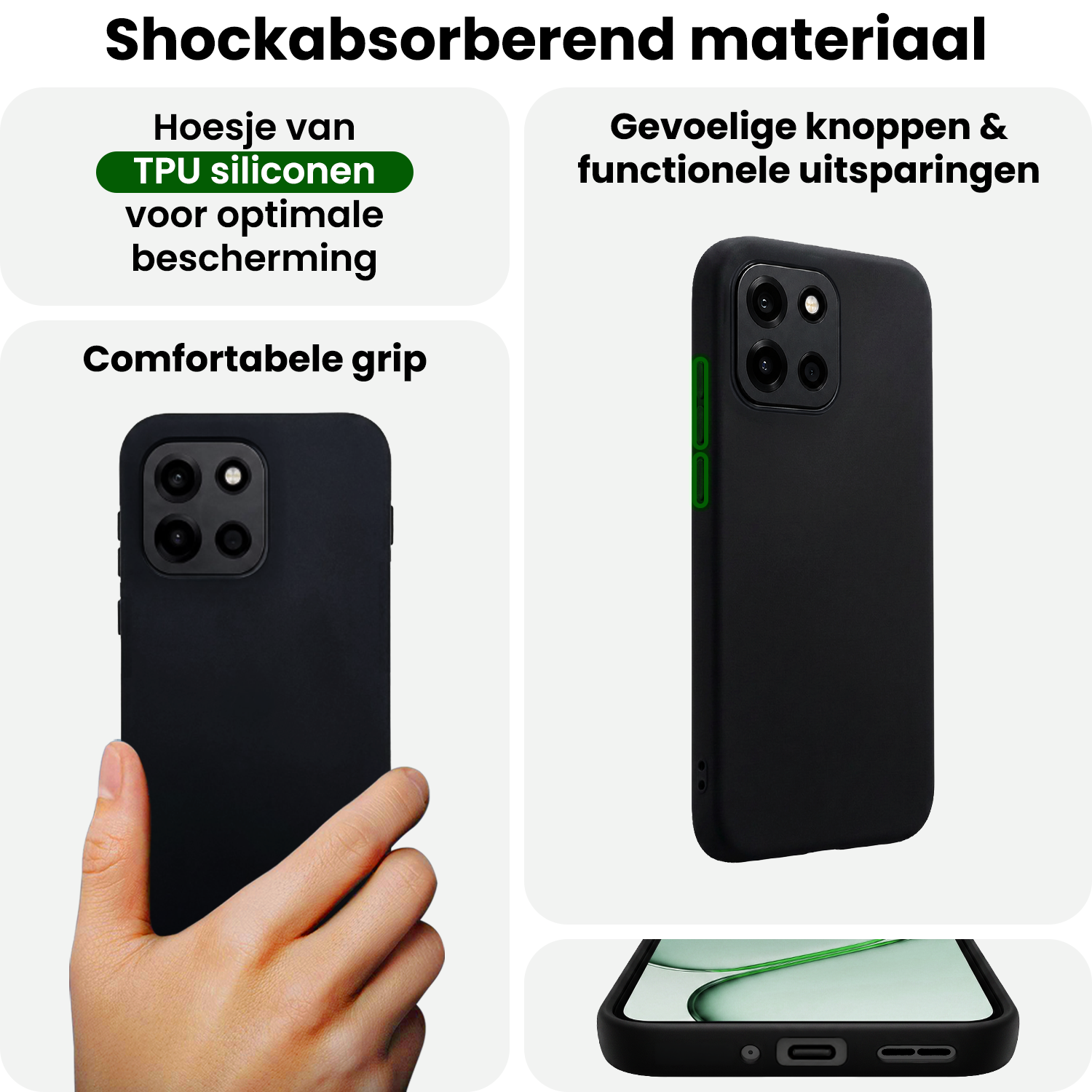 BASEY. BASEY. OnePlus Nord 6 Hoesje Siliconen Met Screenprotector - Zwart