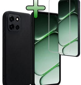 BASEY. BASEY. OnePlus Nord 6 Hoesje Siliconen Met Screenprotector - Zwart