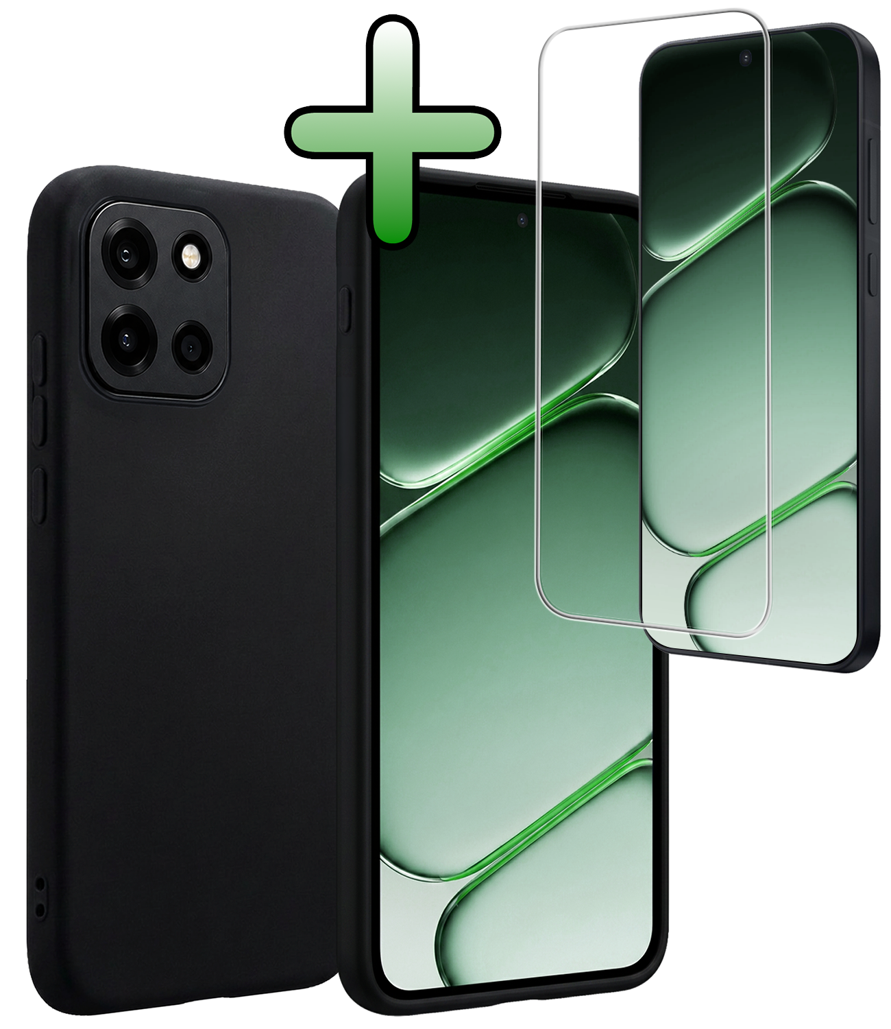 BASEY. BASEY. OnePlus Nord 6 Hoesje Siliconen Met Screenprotector - Zwart