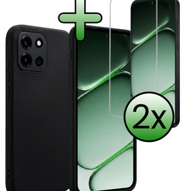 BASEY. BASEY. OnePlus Nord 6 Hoesje Siliconen Met 2x Screenprotector - Zwart