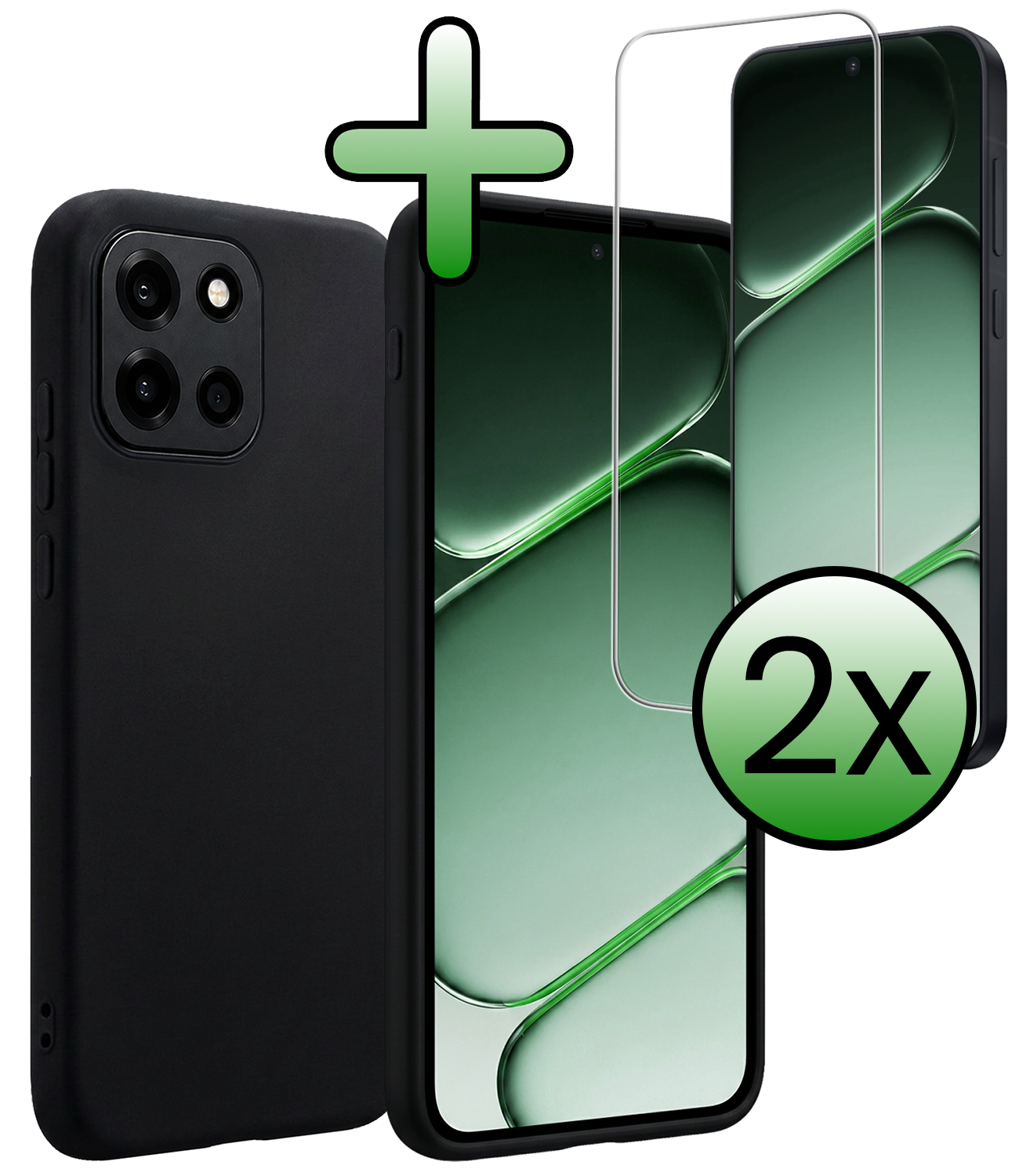 BASEY. BASEY. OnePlus Nord 6 Hoesje Siliconen Met 2x Screenprotector - Zwart