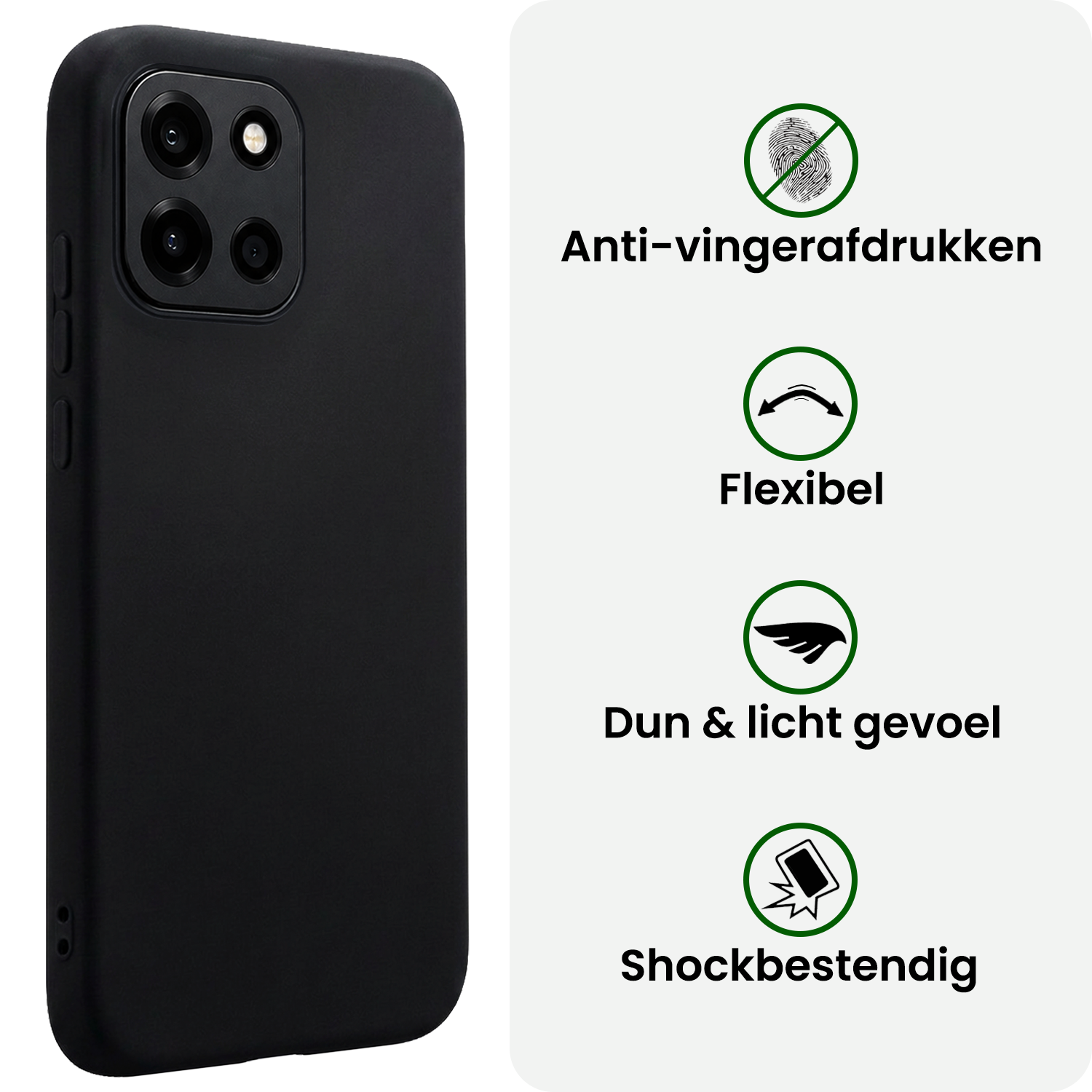 BASEY. BASEY. OnePlus Nord 6 Hoesje Siliconen Met 2x Screenprotector - Zwart