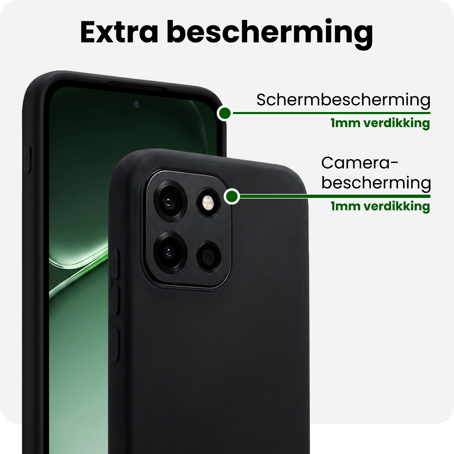 BASEY. BASEY. OnePlus Nord 6 Hoesje Siliconen Met 2x Screenprotector - Zwart