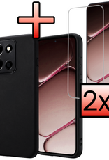 NoXx NoXx OnePlus Nord 6 Hoesje Siliconen Met 2x Screenprotector - Zwart