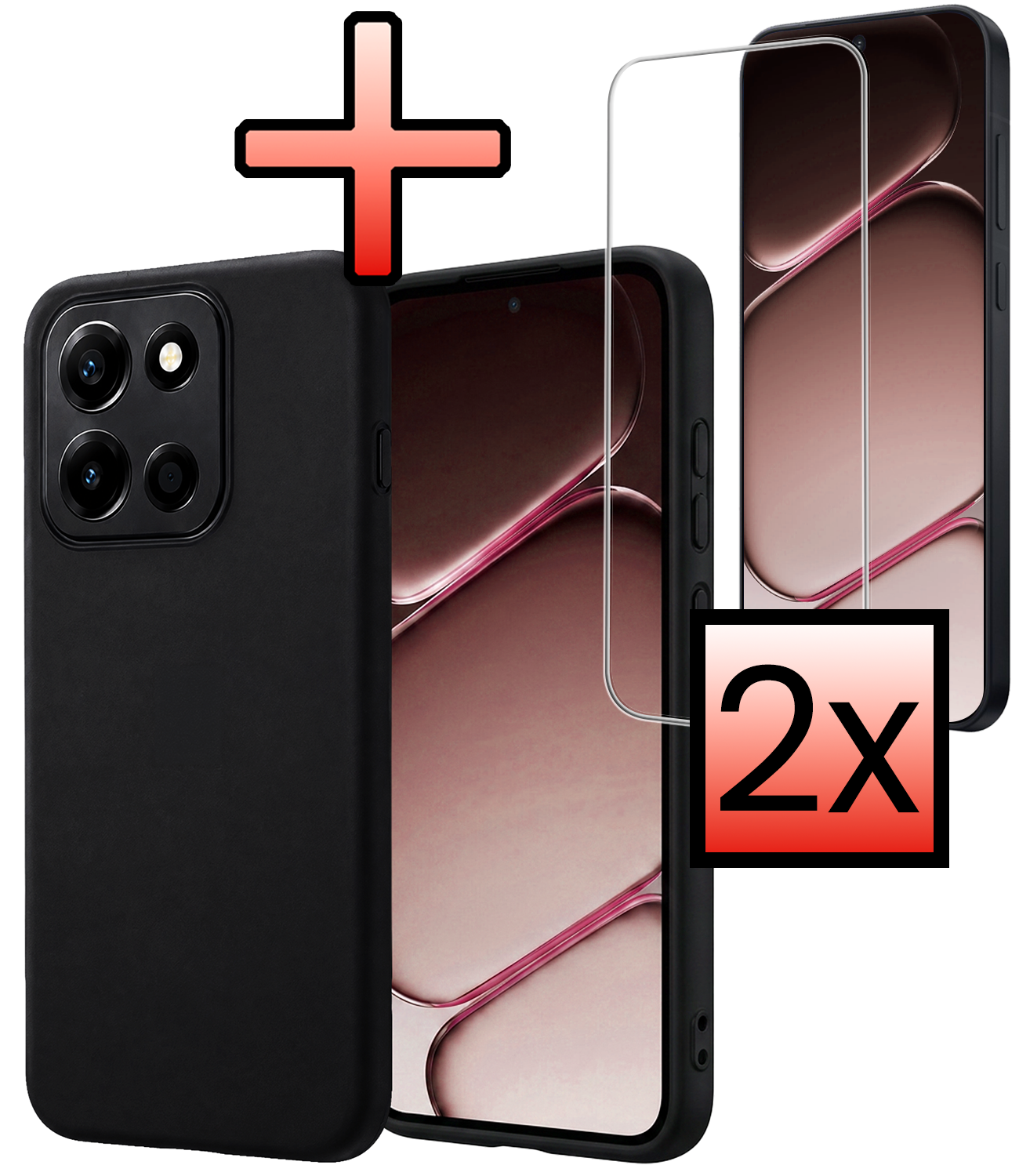 NoXx NoXx OnePlus Nord 6 Hoesje Siliconen Met 2x Screenprotector - Zwart