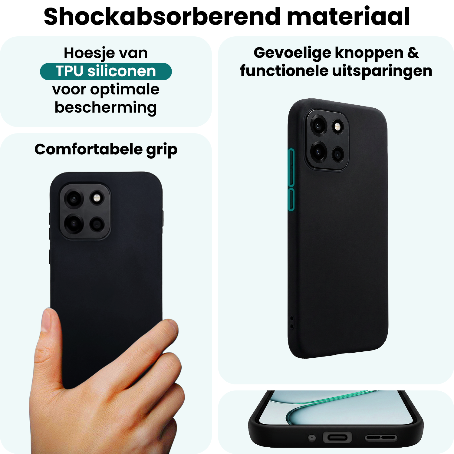 Forterra Forterra OnePlus Nord 6 Hoesje Siliconen - Zwart - 2 PACK