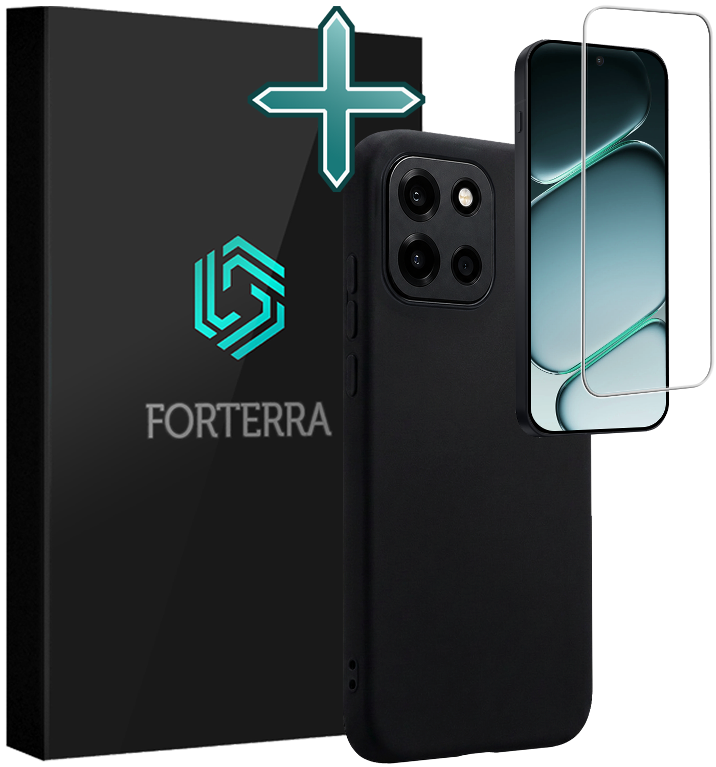 Forterra Forterra OnePlus Nord 6 Hoesje Siliconen Met Screenprotector - Zwart