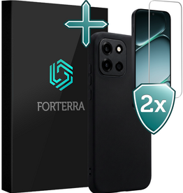 Forterra Forterra OnePlus Nord 6 Hoesje Siliconen Met 2x Screenprotector - Zwart